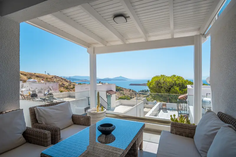Triplex-Einheit in Bodrum, Terrasse mit Meerblick